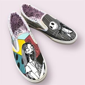 🖤 Disney Nightmare Before Christmas Jack & Sally Slip On Sneakers Size 11